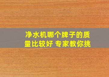 净水机哪个牌子的质量比较好 专家教你挑